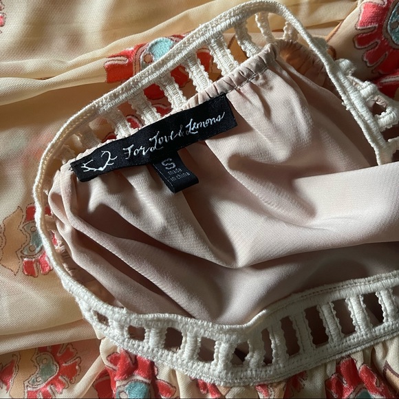 For Love And Lemons Orange Pink Flutter Sleeve Midi Skirt Set - Picture 7 of 7